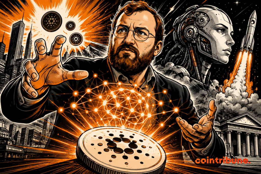 Charles Hoskinson is betting on AI to accelerate Cardano’s development. The illustration highlights the connection between blockchain, artificial intelligence, and emerging technologies within the Midnight ecosystem.