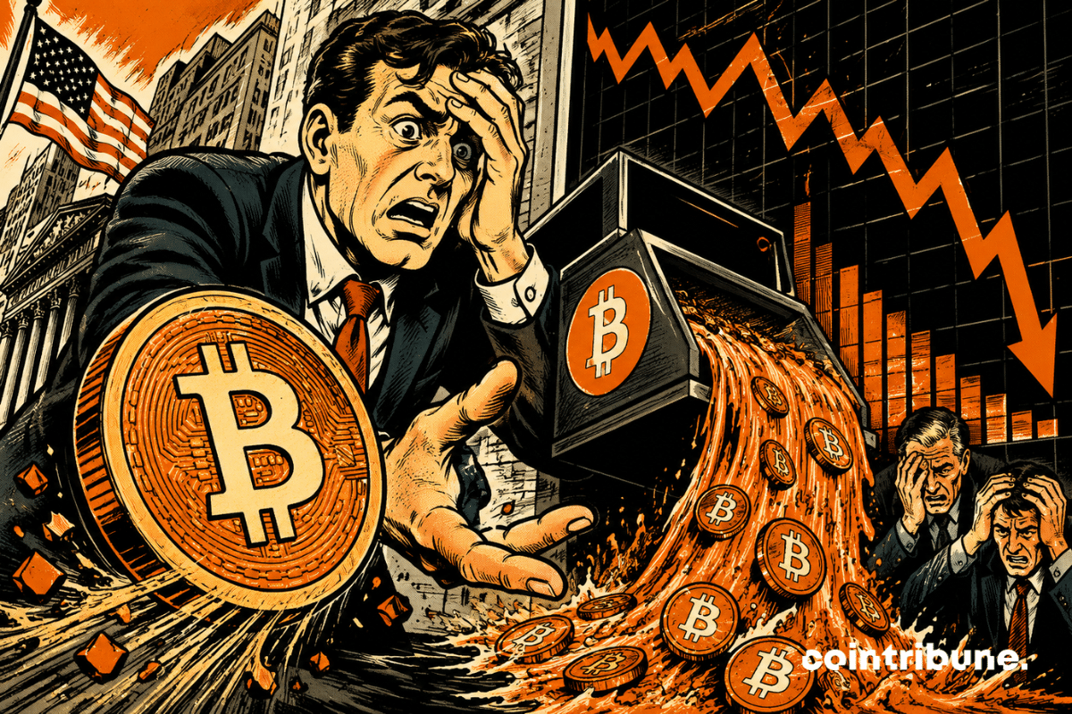 Investisseur paniqué face à l'effondrement des ETF Bitcoin et du marché