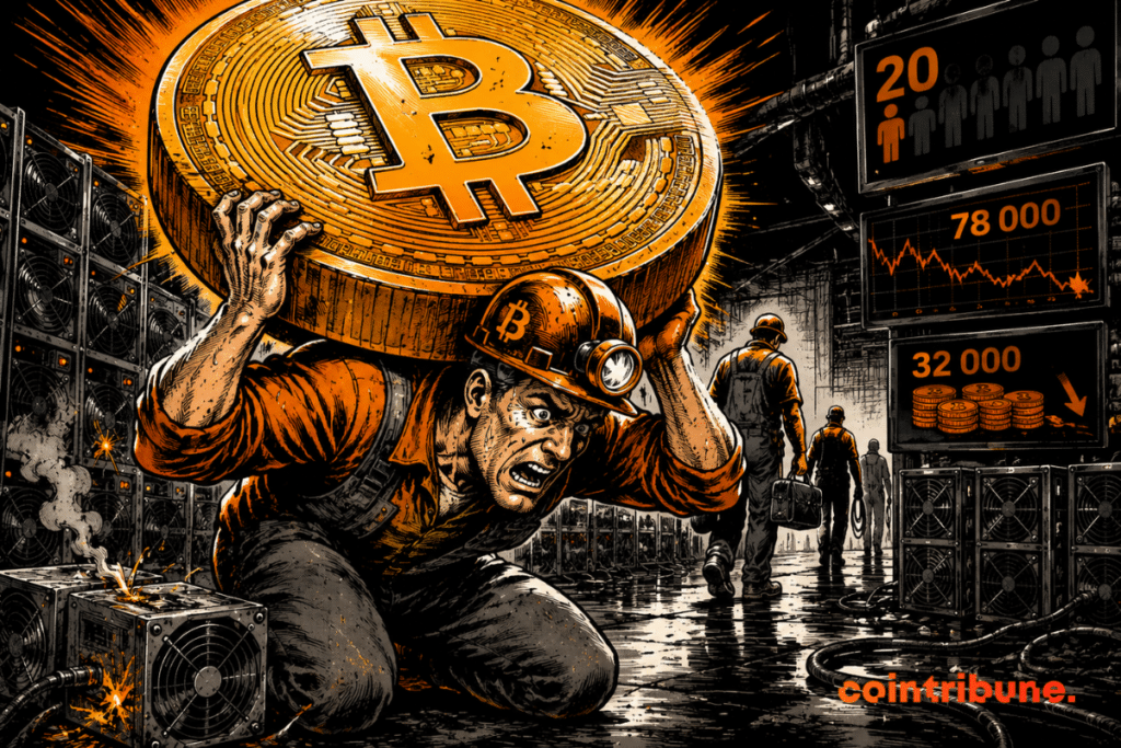 Miner crushed by a giant Bitcoin in a mining farm