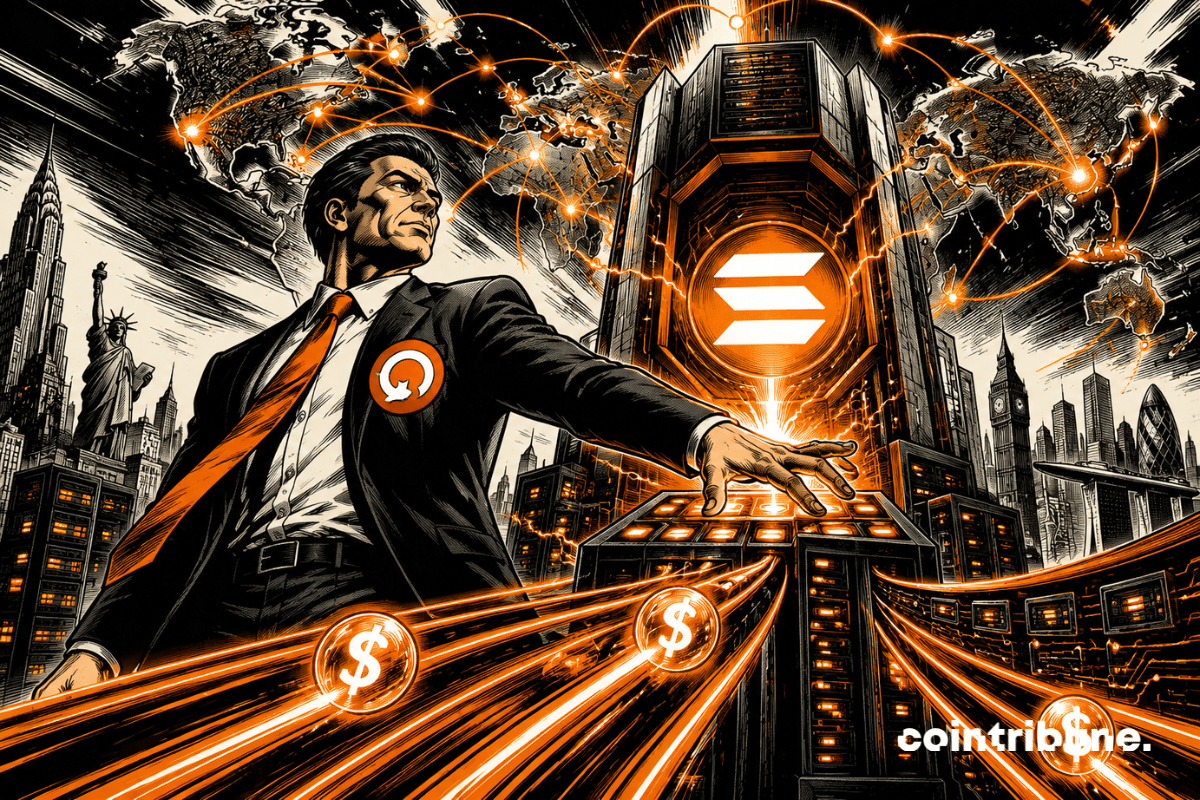 Cadre financier contrôle un puissant nœud Solana, tandis que des flux mondiaux de paiements blockchain illuminent l’infrastructure numérique de MoneyGram.