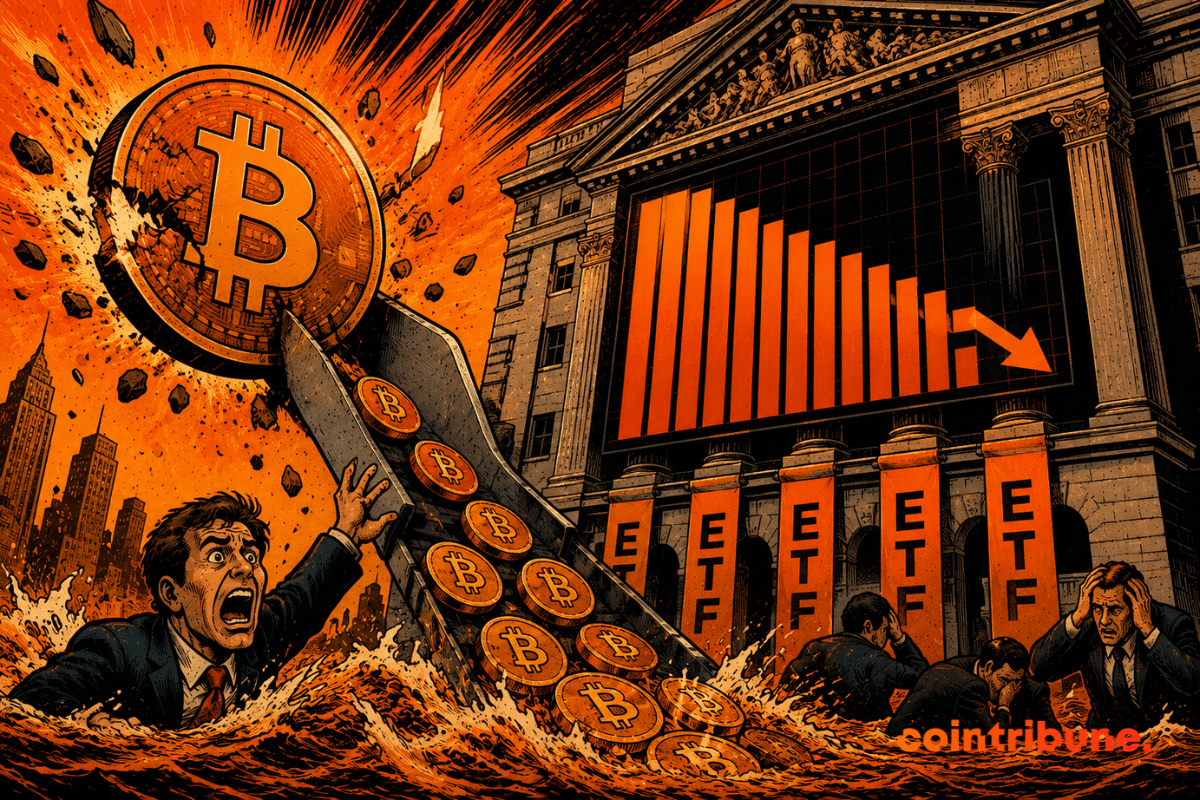 Une sortie de pièces de Bitcoin ce qui symbolise les retraits des ETF.