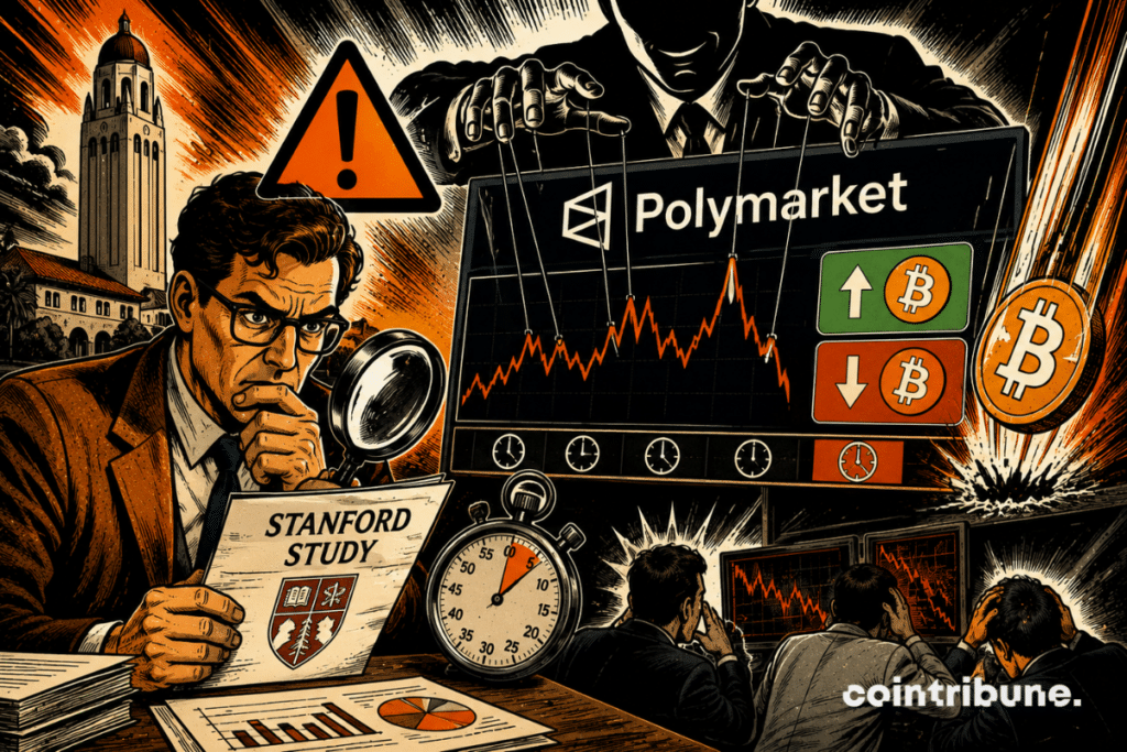 A trader reads through a study on Polymarket manipulation.