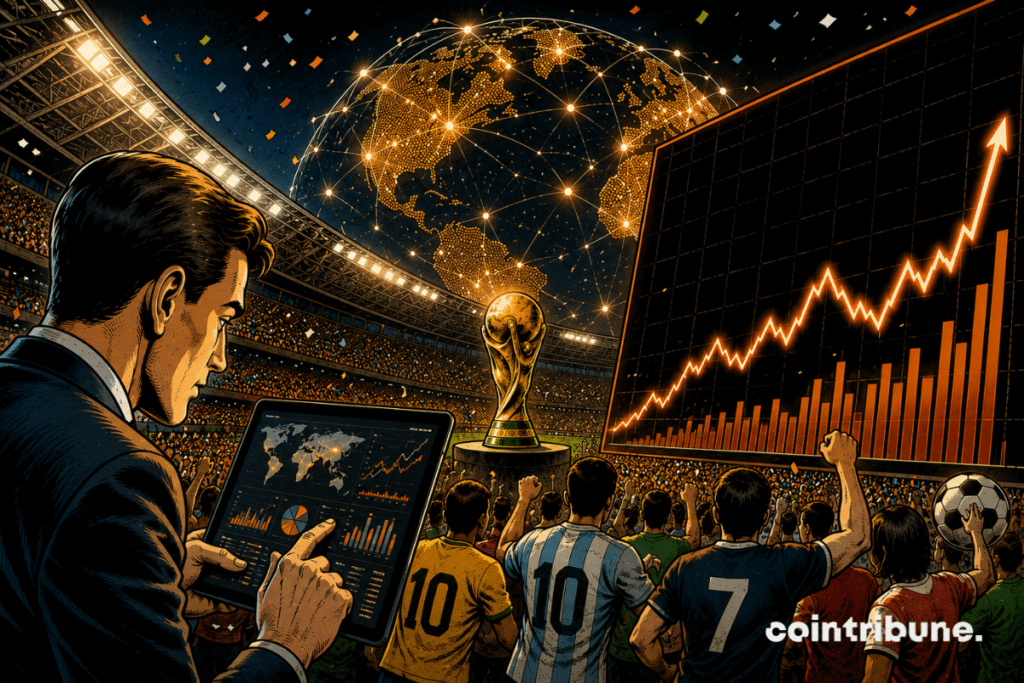 Un trader effectue des paris sur la finale de la Coupe du monde de football.
