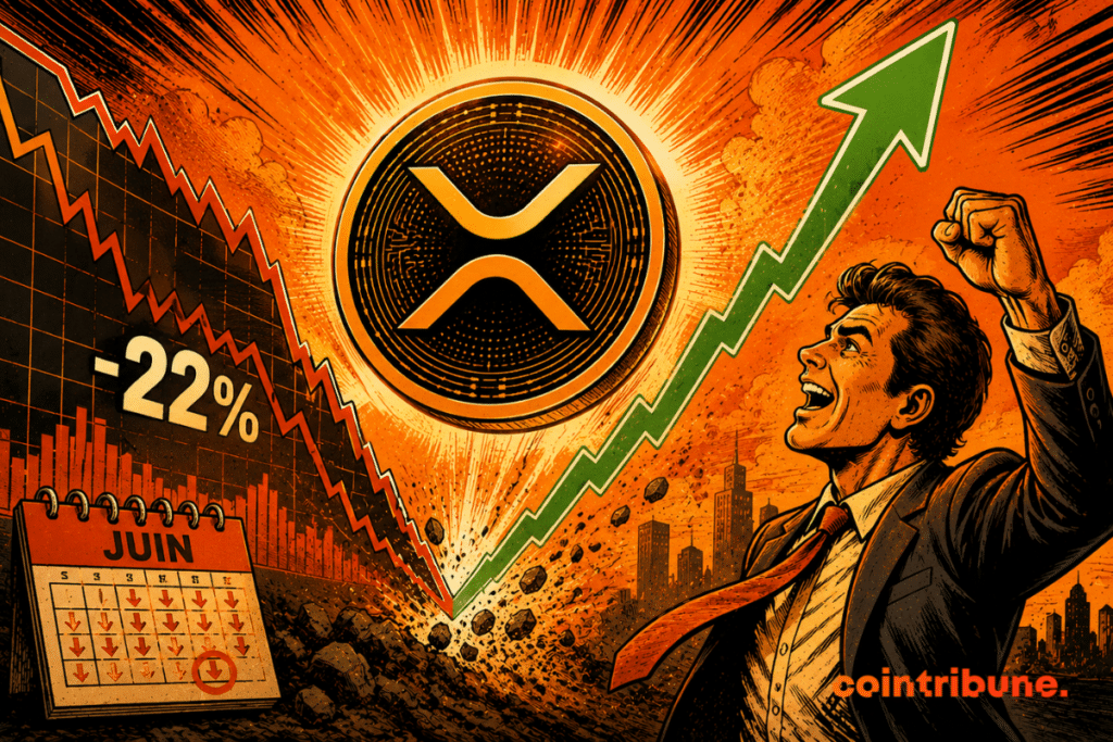 Un investisseur crypto observe le rebond d’une pièce de XRP.