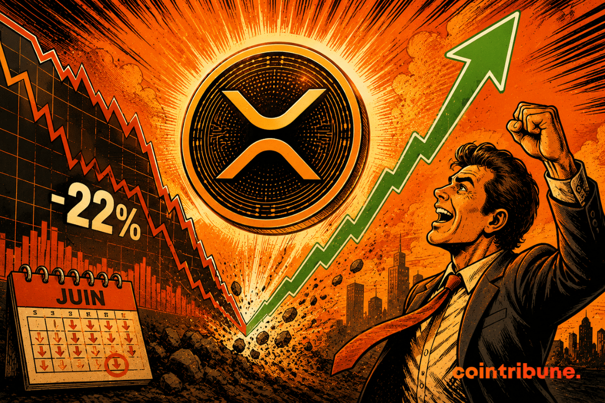 Un investisseur crypto observe le rebond d’une pièce de XRP.