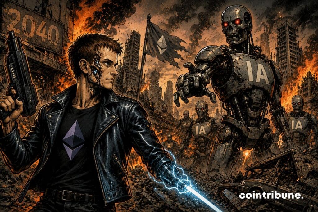 Vitalik Buterin face une IA diabolique du futur.