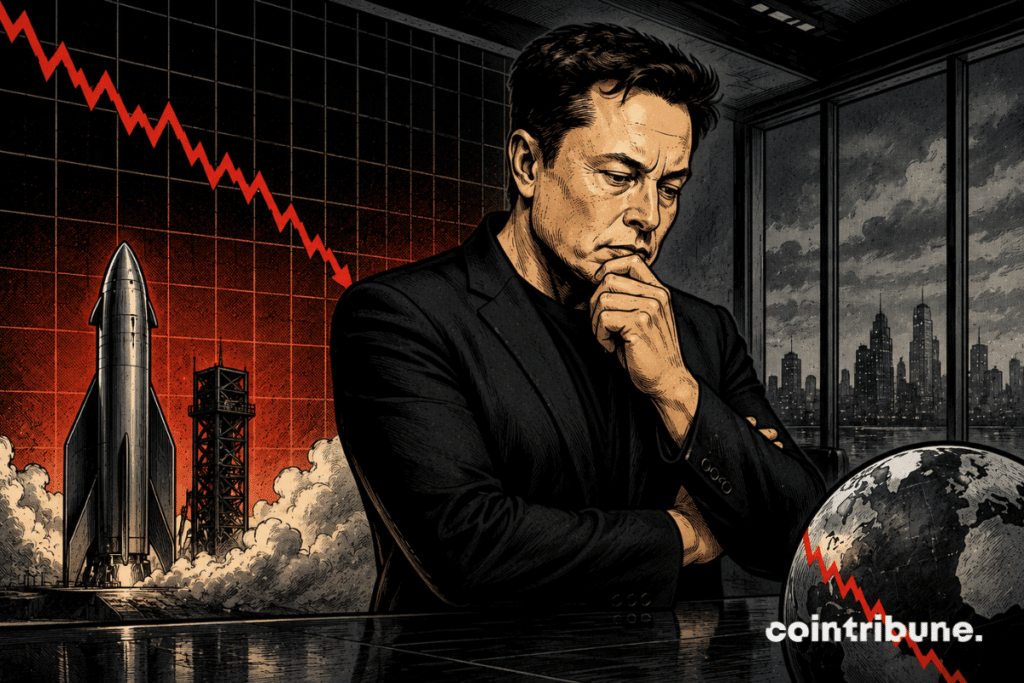 Elon observa com desânimo a queda das ações da SpaceX.