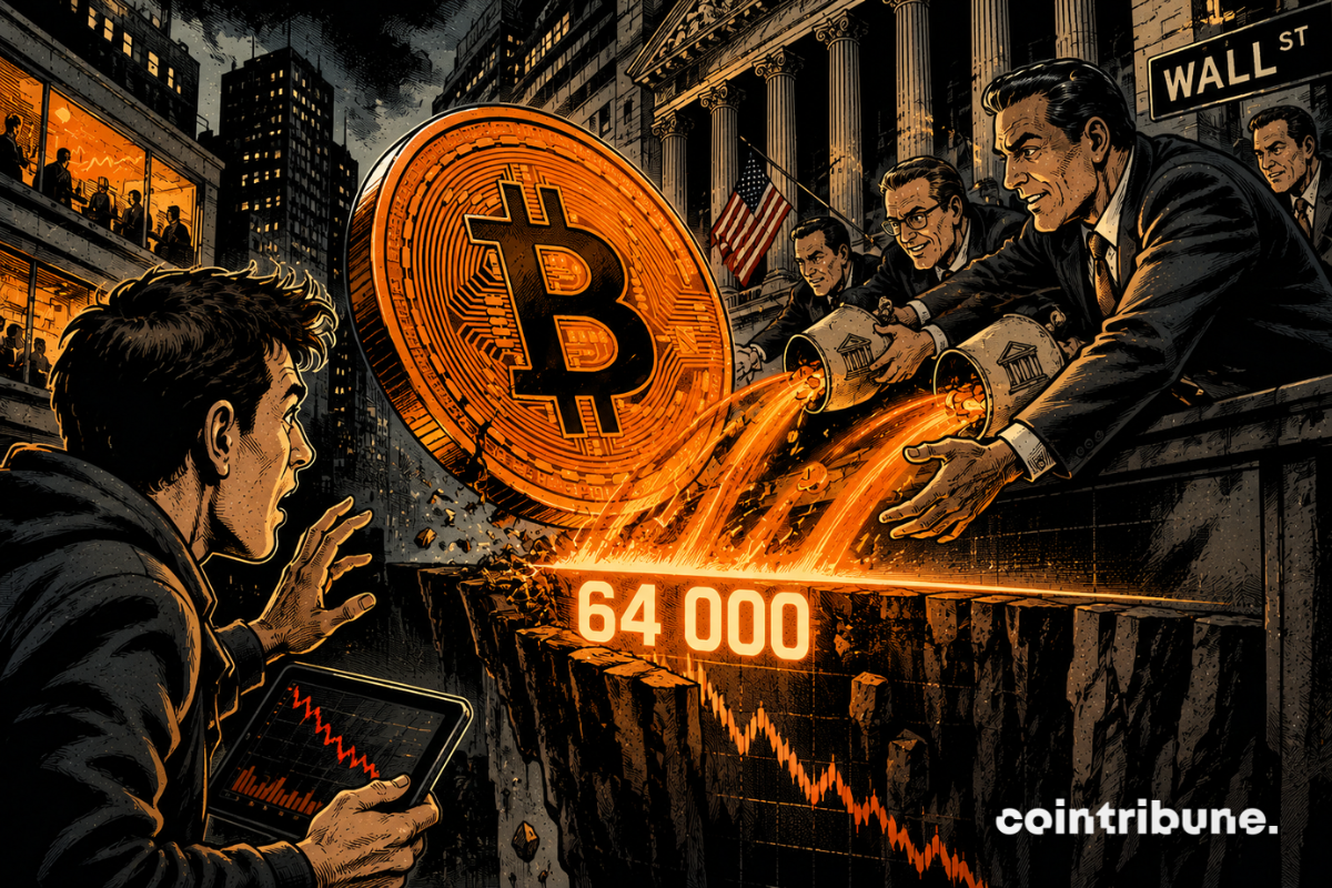 Wall Street financiers inject orange capital flows to support a volatile Bitcoin above the $64,000 threshold.
