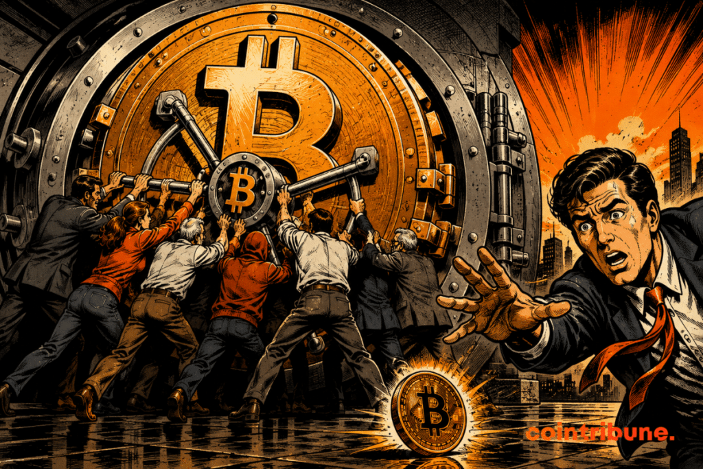 Crypto investors lock a massive Bitcoin vault under a desperate gaze
