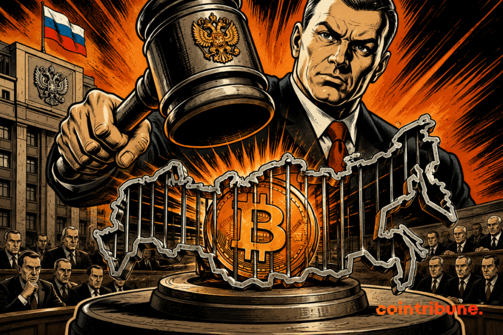 A legislative gavel places Bitcoin, the leading cryptocurrency, under Russia’s control