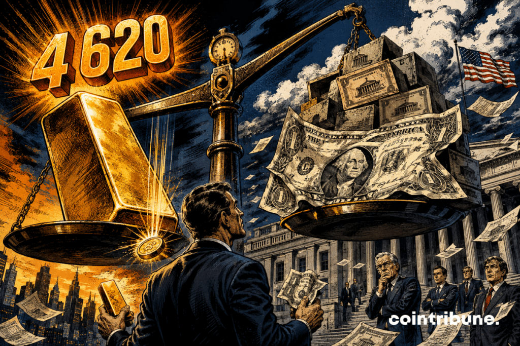 Un lingot d’or marqué 4 620 pèse face à un dollar fragilisé devant les institutions américaines.
