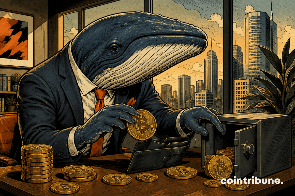 Une baleine comptabilise ses pièces de Bitcoin.