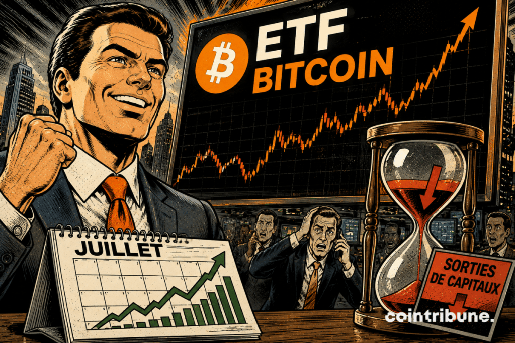 Un investisseur institutionnel euphorique à la suite du bilan positif des ETF Bitcoin en juillet.