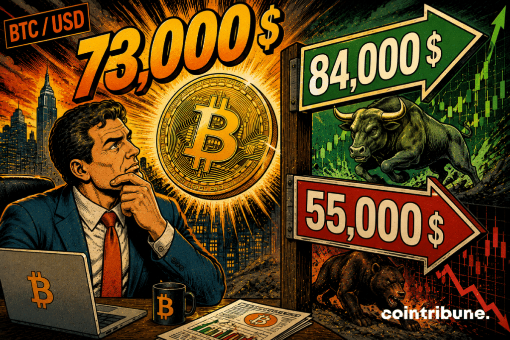 An investor observes the probable directions of Bitcoin.