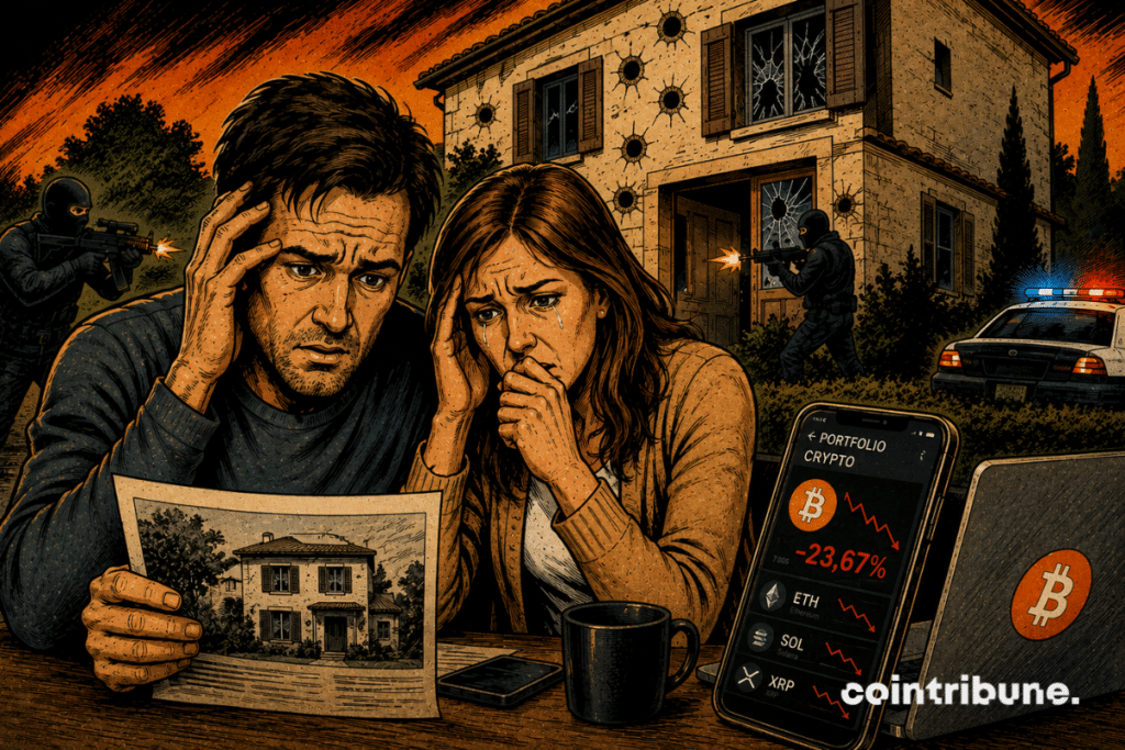 A panicked couple following crypto attacks.