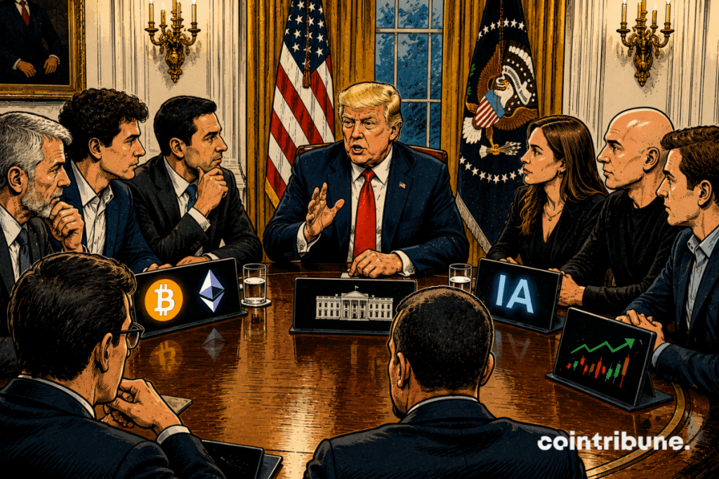 Crypto leaders received by Trump at the White House.