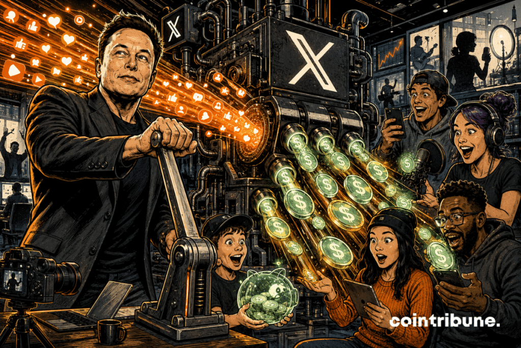 Elon Musk actionne une machine X qui transforme l’activité des créateurs en paiements numériques stables.