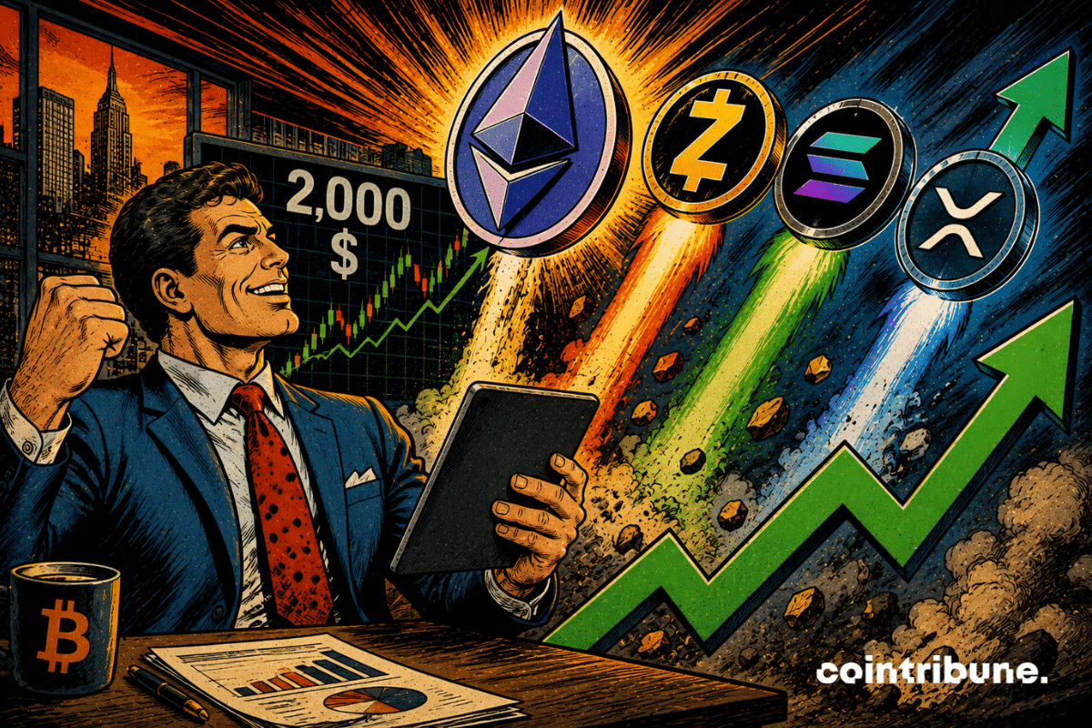 An investor watches Ethereum and other altcoins rise.