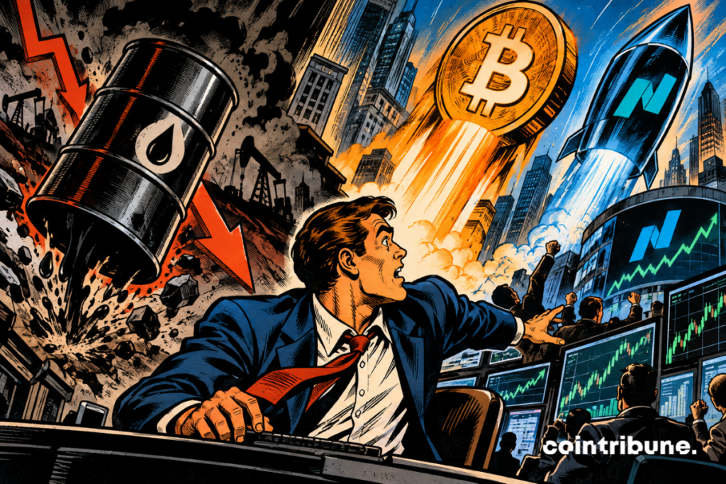 Bitcoin et les valeurs technologiques s’envolent sur les marchés pendant qu’un baril de pétrole chute.
