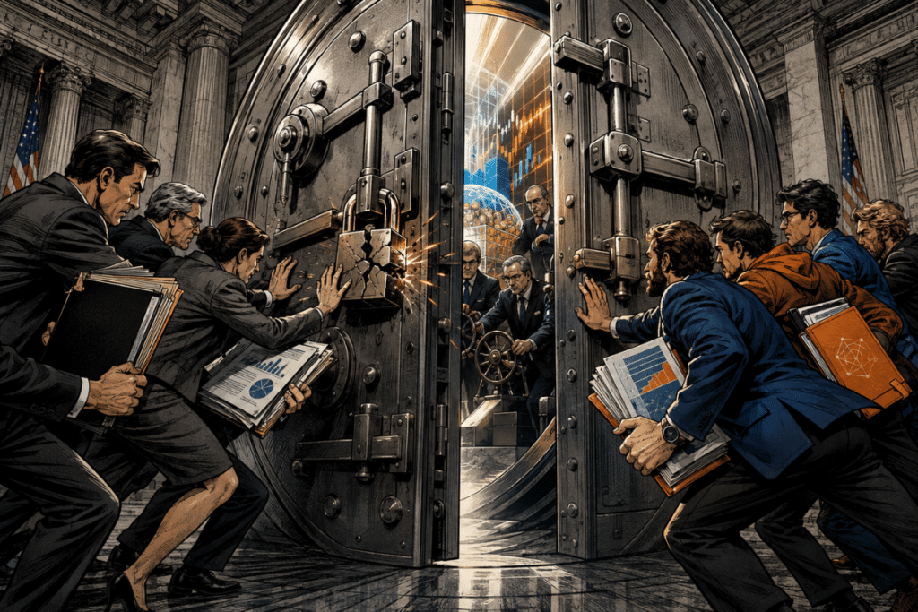 Crypto players push against a heavily fortified regulatory door as U.S. officials stand in their way.