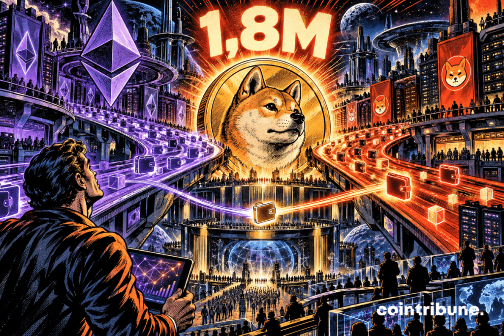 Des wallets crypto convergent depuis Ethereum et Shibarium vers Shiba Inu autour du chiffre 1,8M.