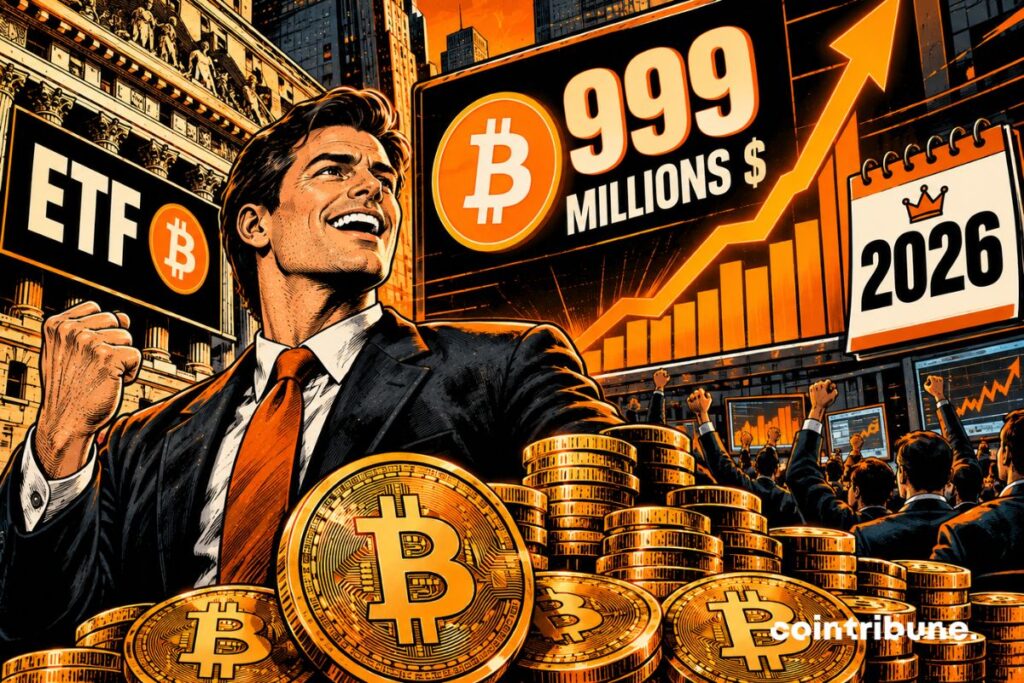 Les ETF Bitcoin encaissent 999 millions de dollars lundi, leur record de flux journalier pour l'année 2026, porté par IBIT, ARKB et FBTC.
