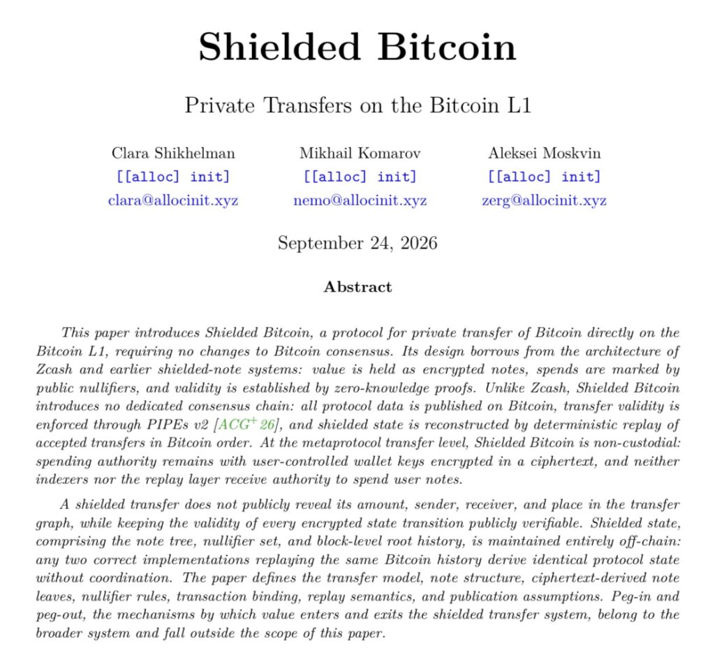 the system imagined by [alloc] init, the value in bitcoin would be kept in encrypted 'notes'.