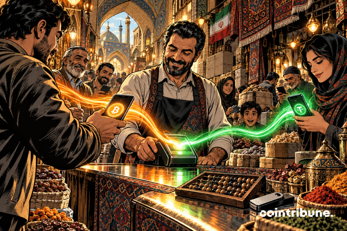 Des commerçants iraniens utilisent la crypto : Bitcoin et USDT pour régler des achats dans un bazar.