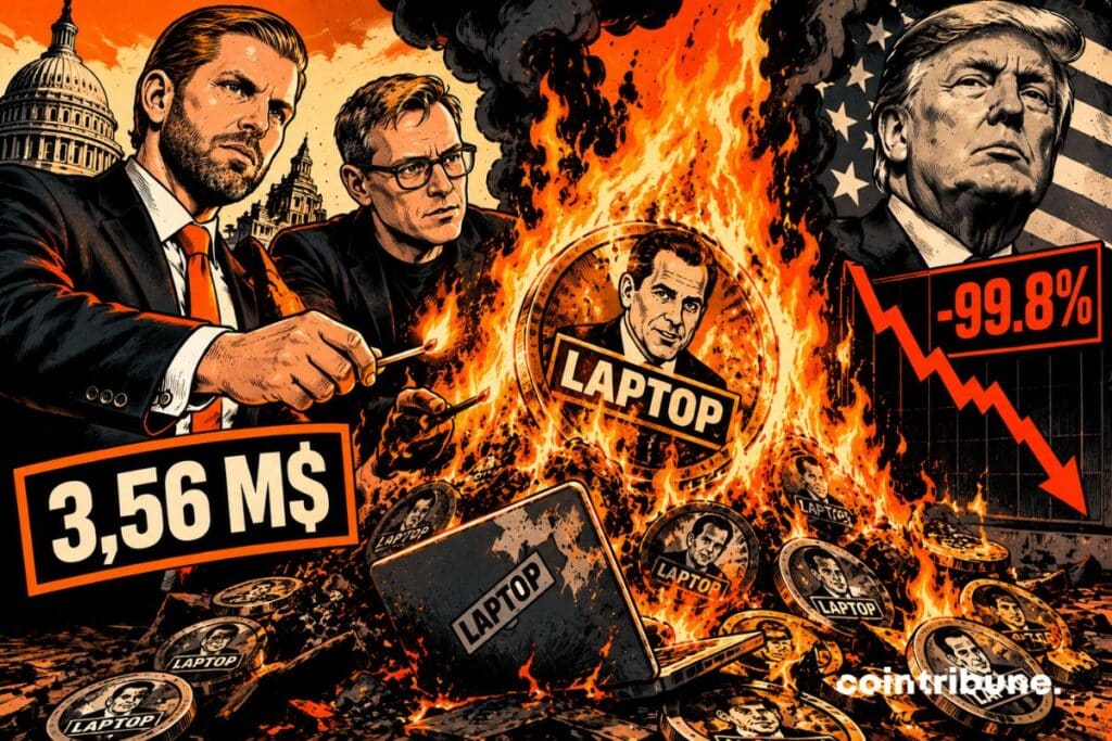 Eric Trump et Beeple ont fait brûler 3,56 millions de dollars du memecoin anti-Trump de Hunter Biden, LAPTOP, qui chute de 99,8%.