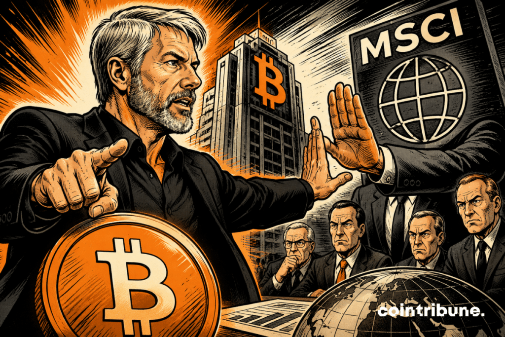 Saylor face à MSCI dans le débat sur l’inclusion des sociétés de trésorerie Bitcoin dans les indices.