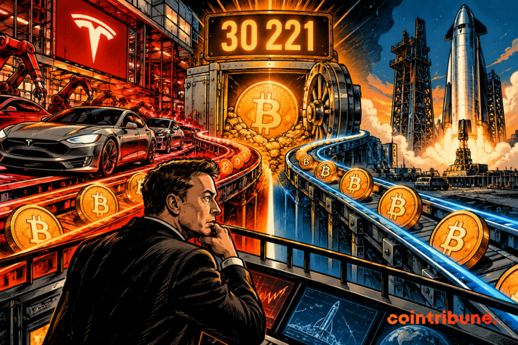 Elon Musk observe Tesla et SpaceX converger vers un coffre Bitcoin affichant 30 221 BTC.