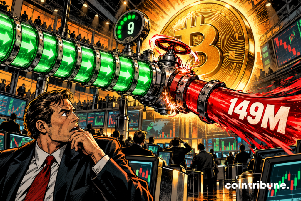ETF flows reverse out of Bitcoin, with 9M in outflows after nine straight days of inflows.