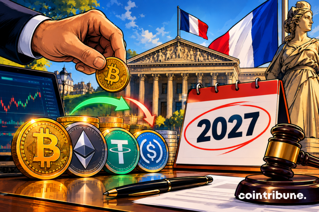 Taxation des conversions crypto en stablecoins en France : bitcoin, stablecoins, Assemblée nationale et calendrier 2027.