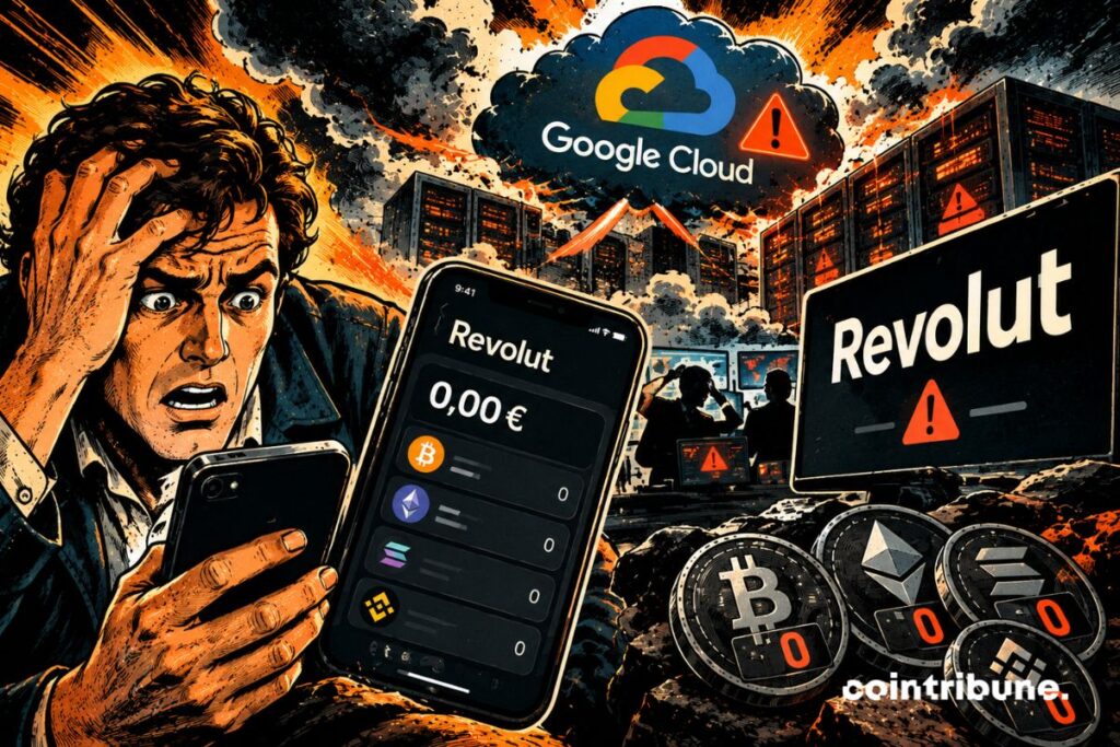 A Google Cloud outage paralyzes Revolut. Payments, withdrawals, and crypto trading blocked; the neobank reassures on fund security.