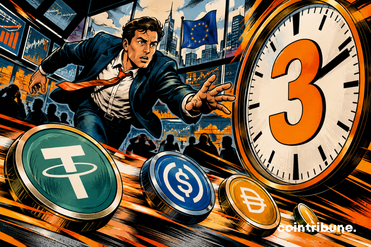 Illustration de l’ESMA imposant trois mois aux plateformes crypto pour traiter les stablecoins non conformes à MiCA