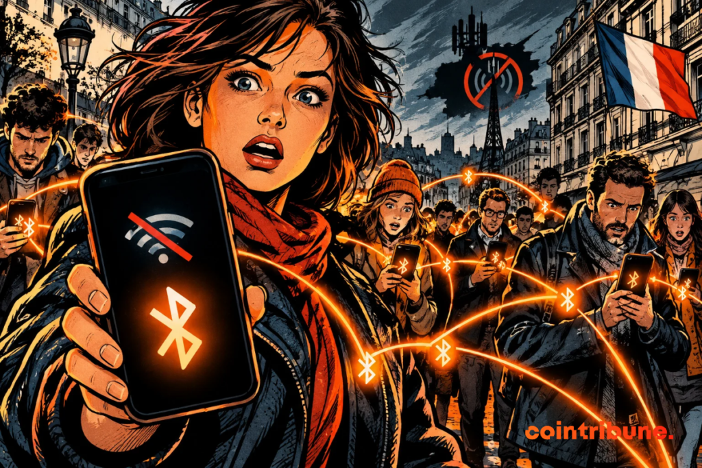 Bitchat, la messagerie Bluetooth sans Internet de Jack Dorsey, relie des smartphones en réseau maillé lors d’une panne en France.