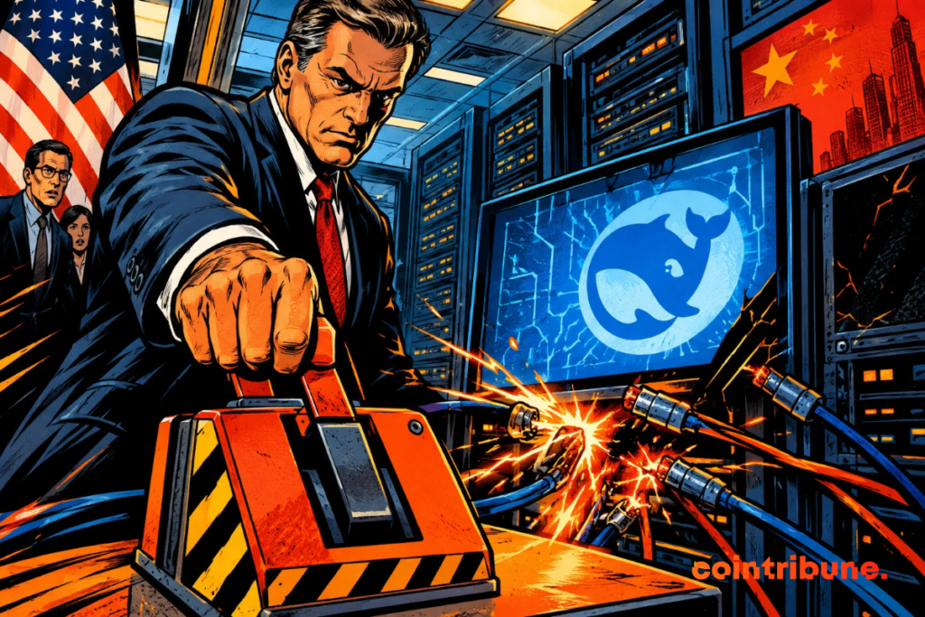 Un responsable américain coupe brutalement les serveurs de DeepSeek, illustrant l’interdiction fédérale et les tensions technologiques entre Washington et Pékin.