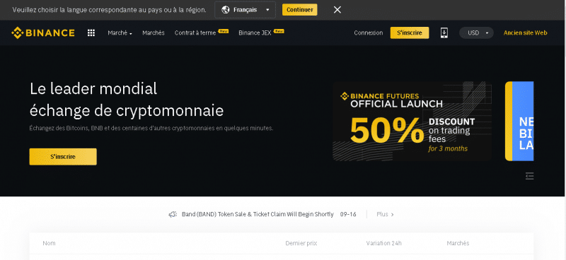 Plateforme d'échange la plus populaire au monde, vous pouvez également vous procurer du TRX sur Binance