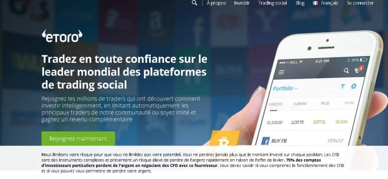 eToro est une plateforme vous permettant d'acheter de l'Ethereum avec PayPal