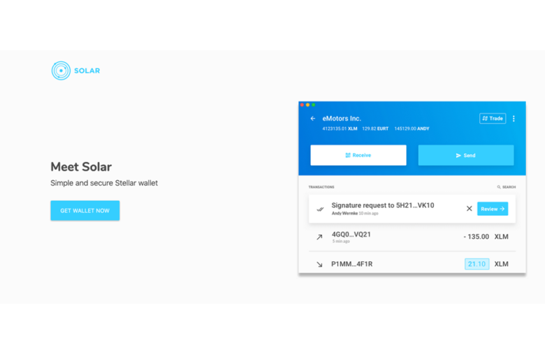 L'application Solar Wallet