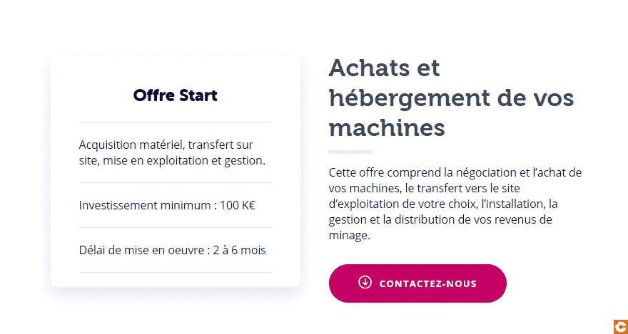 L'offre "start de Feel Mining pour les investisseurs dans le minage de Bitcoin à partir de 100 000 euros