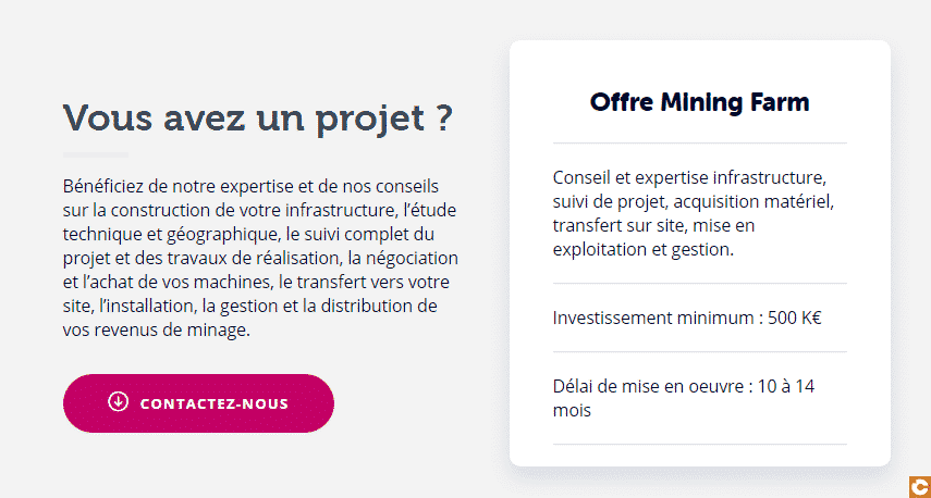 L'offre "Mining Farm" de Feel Mining pour les investisseurs dans le minage de Bitcoin à partir de 500 000 euros