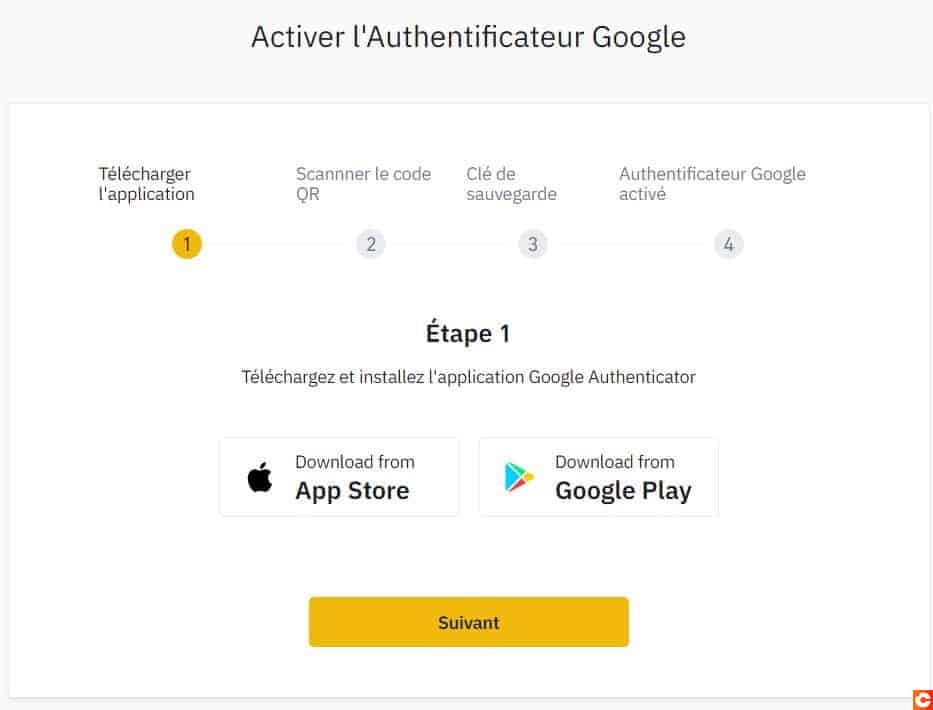 Suivez les 4 étapes pour activer Google Authenticator