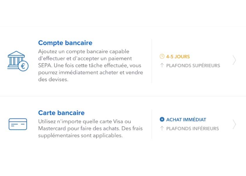 Vous pouvez voir le descriptif de chaque moyen de paiement à droite