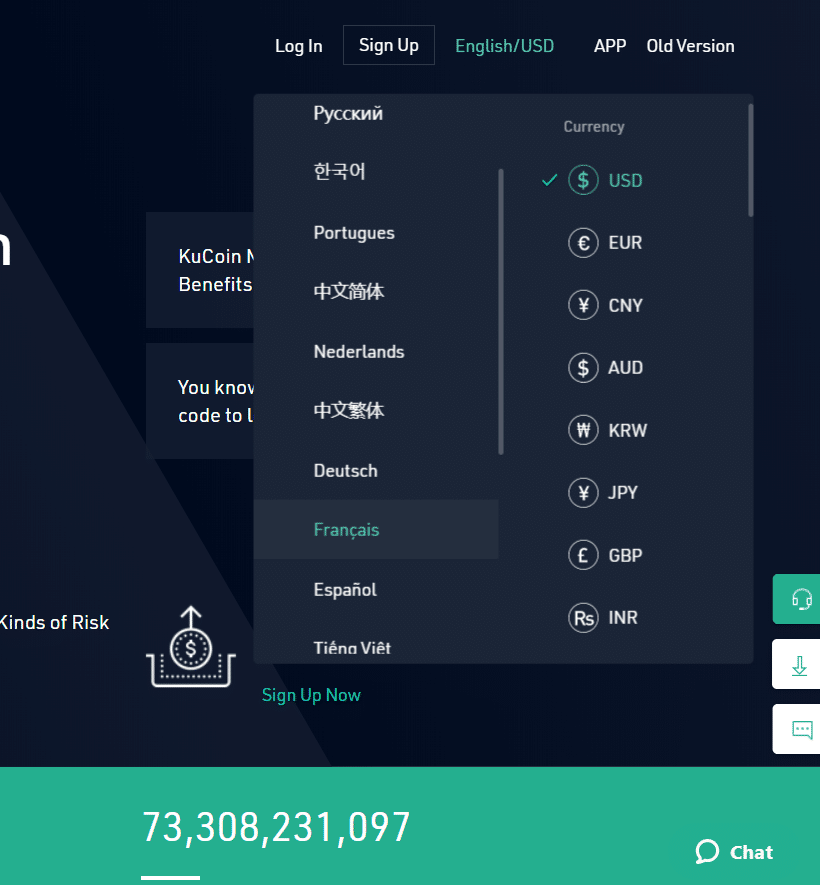 KuCoin a l'avantage de proposer un grand nombre de langues