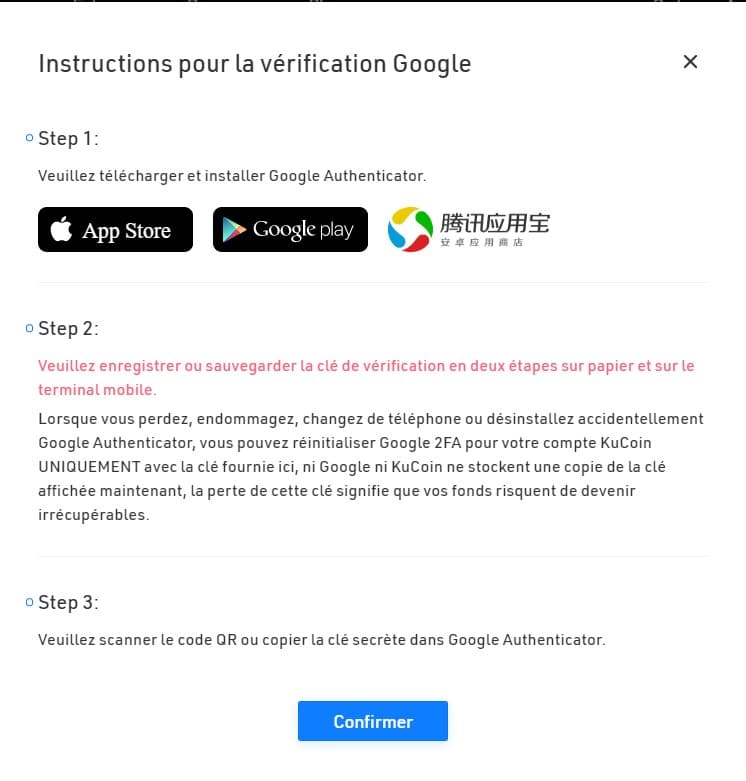 KuCoin vous aide également à mettre en place Google Authenticator