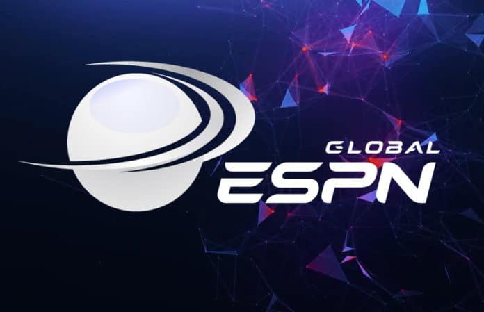Logo de Global ESPN qui accepte désormais les paiements en crypto et Bitcoin grâce à la blockchain