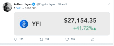 Yearn Finance YFI 100 000 USD