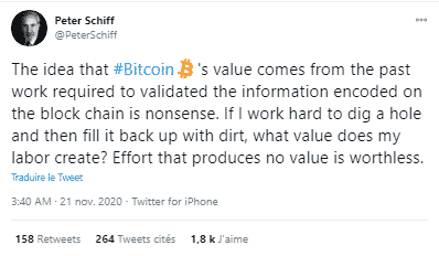 Peter Schiff valeur Bitcoin BTC
