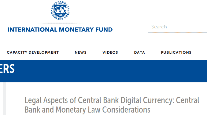 IMF legal aspects of central bank digital currency